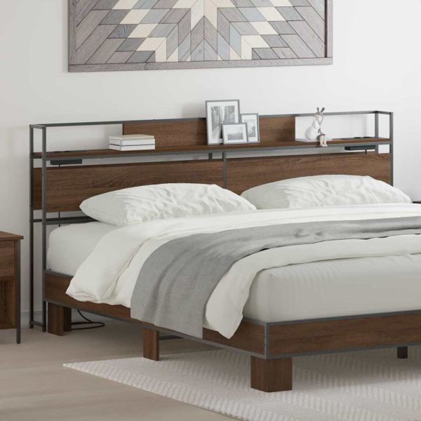 Табла за съхранение с рафт Кафяв дъб 180 cm Инженерно дърво