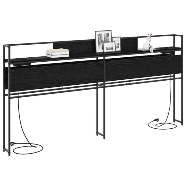 Табла за съхранение с рафт Черен дъб 200 cm Инженерно дърво