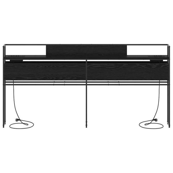 Табла за съхранение с рафт Черен дъб 200 cm Инженерно дърво