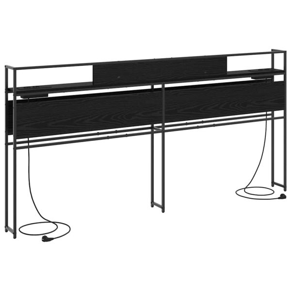 Табла за съхранение с рафт Черен дъб 200 cm Инженерно дърво