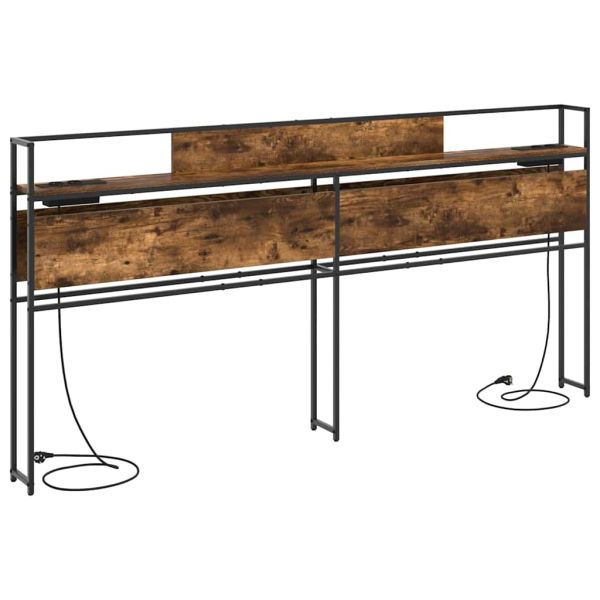 Табла за съхранение с рафт Опушен дъб 200 cm Инженерно дърво