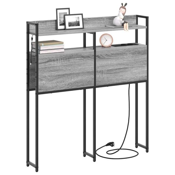 Облегалка за глава с рафт Сив сонома 75 cm Инженерно дърво