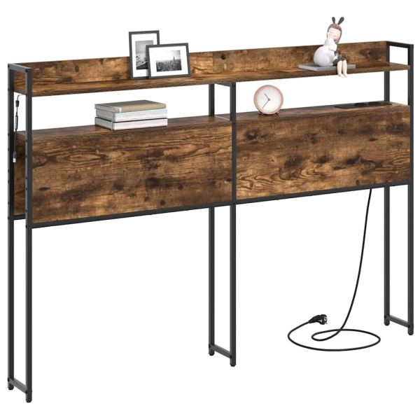 Облегалка за глава с рафт Опушен дъб 120 cm Инженерно дърво