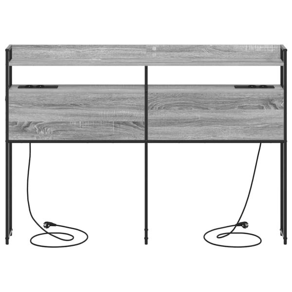 Облегалка за глава с рафт Сив сонома 140 cm Инженерно дърво