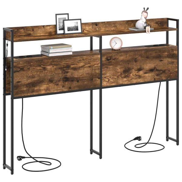 Облегалка за глава с рафт Опушен дъб 150 cm Инженерно дърво