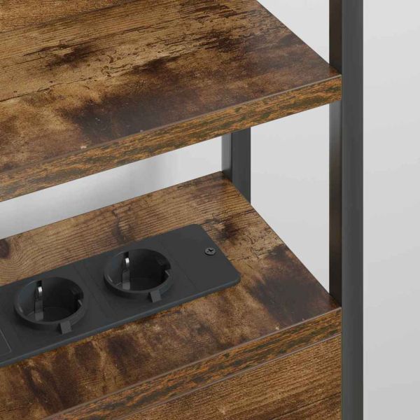 Облегалка за глава с рафт Опушен дъб 150 cm Инженерно дърво