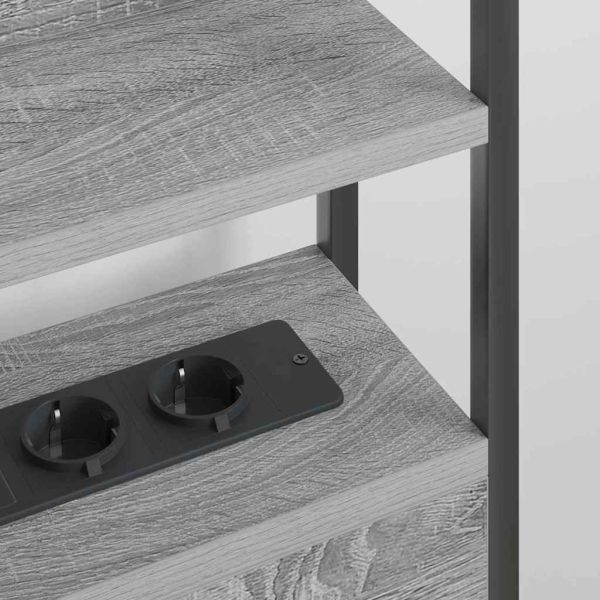 Облегалка за глава с рафт Сив сонома 150 cm Инженерно дърво