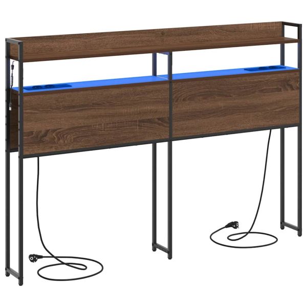 Облегалка за глава с рафт Кафяв дъб 150 cm Инженерно дърво