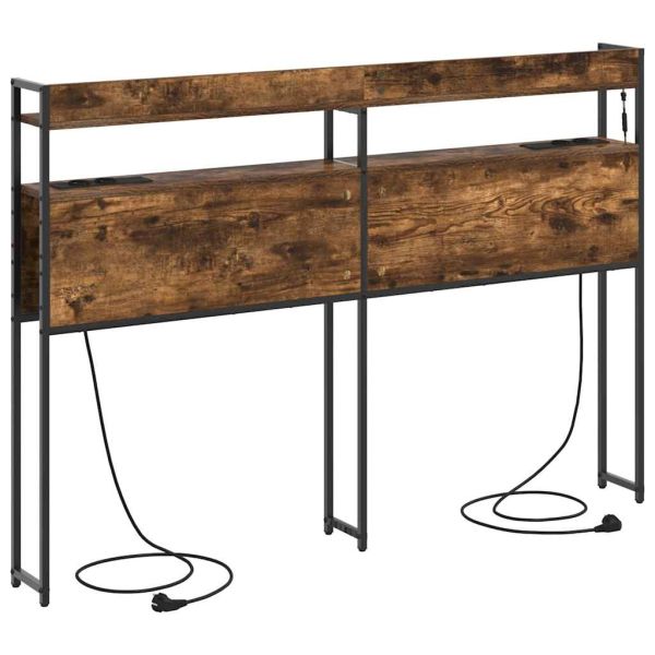 Облегалка за глава с рафт Опушен дъб 160 cm Инженерно дърво