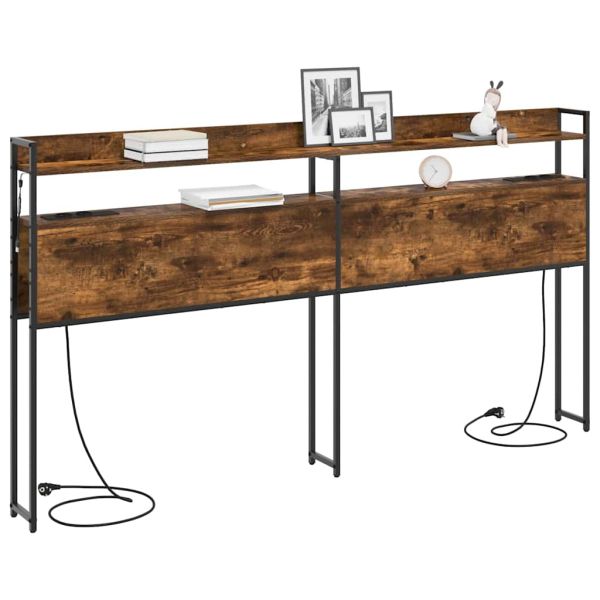 Облегалка за глава с рафт Опушен дъб 180 cm Инженерно дърво