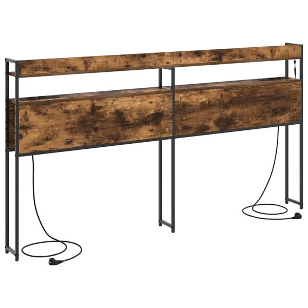 Облегалка за глава с рафт Опушен дъб 180 cm Инженерно дърво