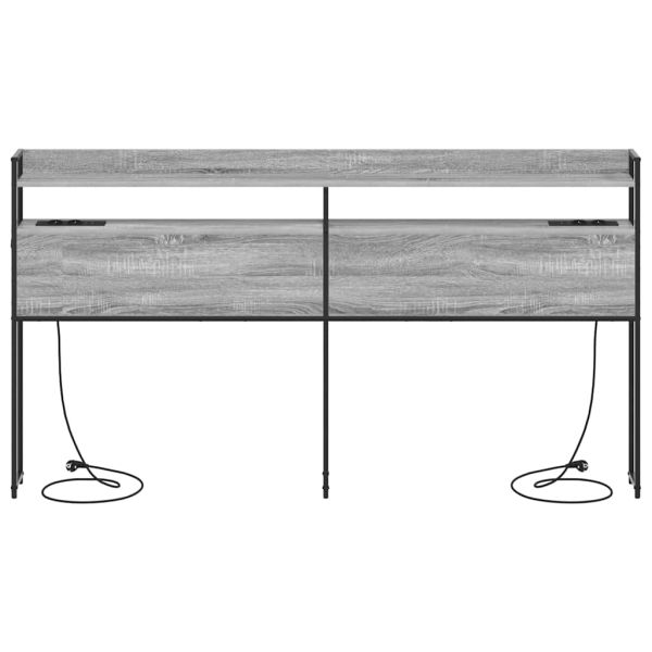 Облегалка за глава с рафт Сив сонома 180 cm Инженерно дърво