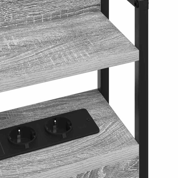 Облегалка за глава с рафт Сив сонома 180 cm Инженерно дърво