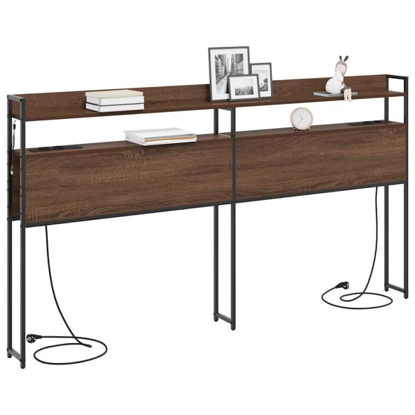 Облегалка за глава с рафт Кафяв дъб 180 cm Инженерно дърво