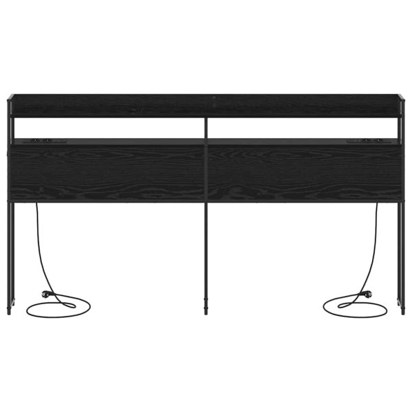 Облегалка за глава с рафт Черен дъб 200 cm Инженерно дърво