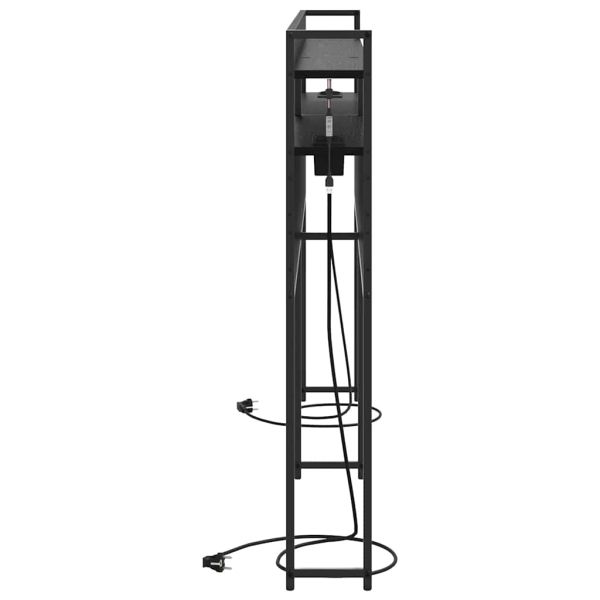 Облегалка за глава с рафт Черен дъб 200 cm Инженерно дърво