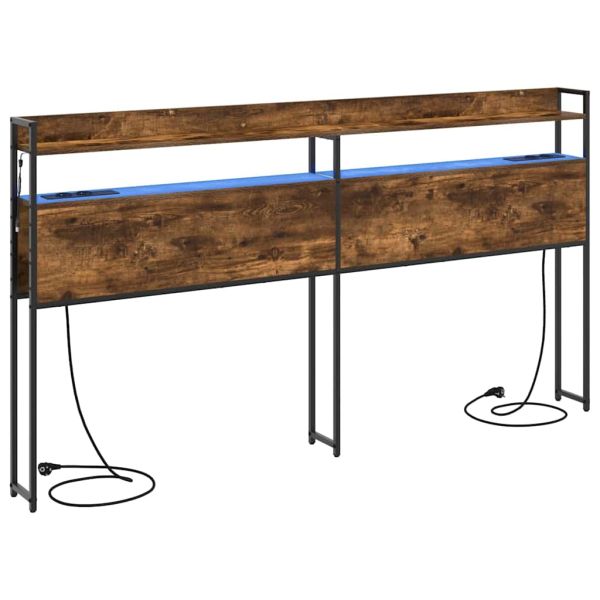 Облегалка за глава с рафт Опушен дъб 200 cm Инженерно дърво