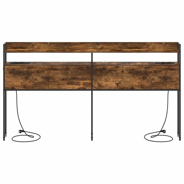 Облегалка за глава с рафт Опушен дъб 200 cm Инженерно дърво