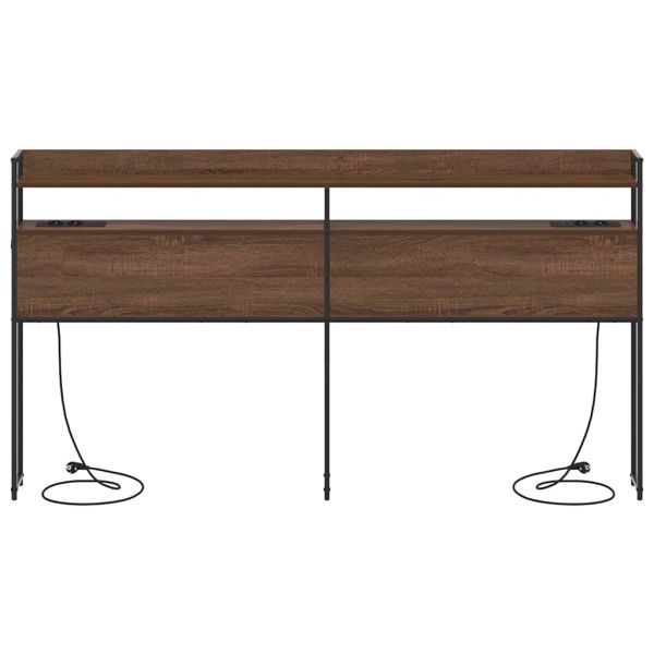 Облегалка за глава с рафт Кафяв дъб 200 cm Инженерно дърво