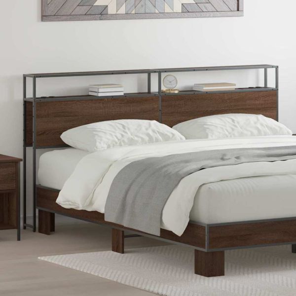 Табла за съхранение с рафт Кафяв дъб 180 cm Инженерно дърво