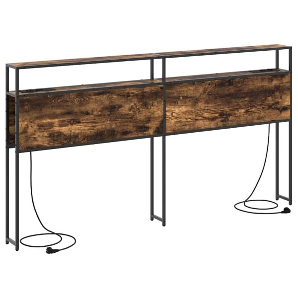 Табла за съхранение с рафт Опушен дъб 200 cm Инженерно дърво