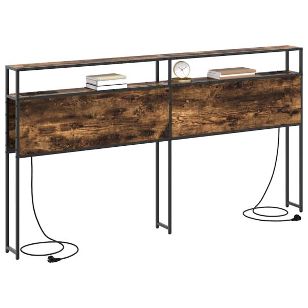 Табла за съхранение с рафт Опушен дъб 200 cm Инженерно дърво