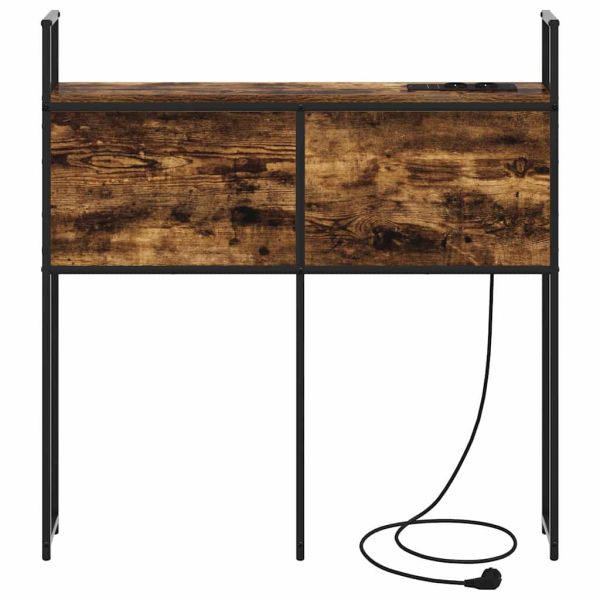 Табла за легло за съхранение с зарядна станция Опушен дъб 80 cm