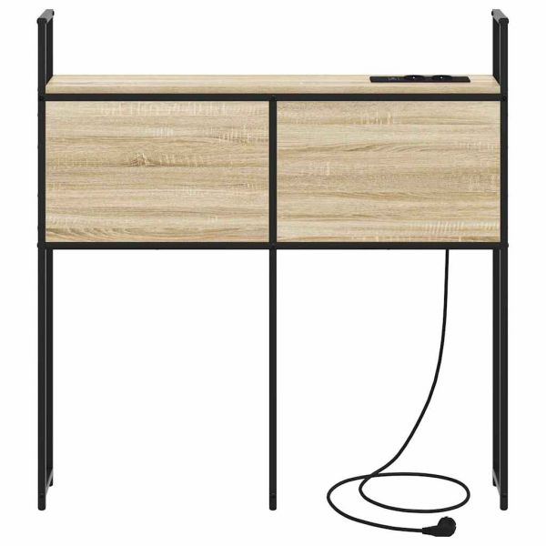 Табла за легло за съхранение с зарядна станция дъб сонома 90 cm