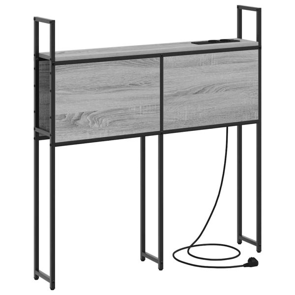 Табла за легло за съхранение с зарядна станция Сив сонома 90 cm