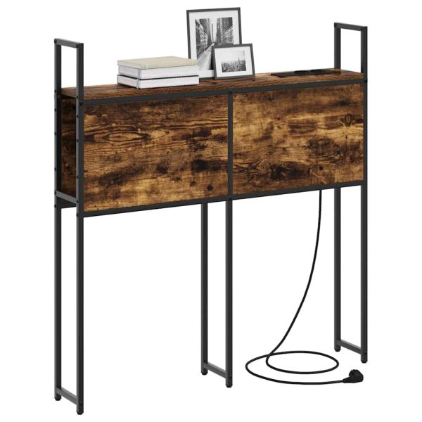 Табла за легло за съхранение с зарядна станция Опушен дъб