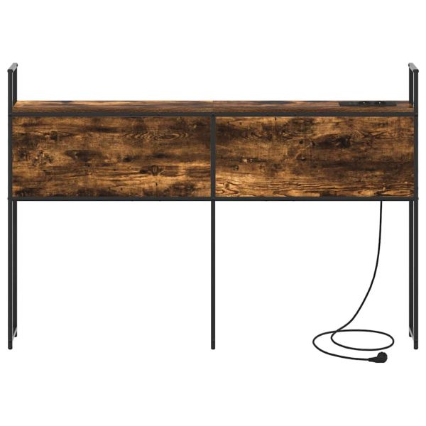 Табла за легло за съхранение с зарядна станция Опушен дъб