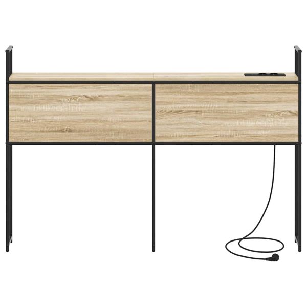 Табла за легло за съхранение с зарядна станция дъб сонома