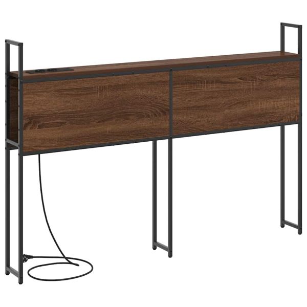 Табла за легло за съхранение с зарядна станция Кафяв дъб 135 cm