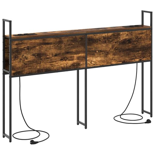 Табла за легло за съхранение с зарядна станция Опушен дъб