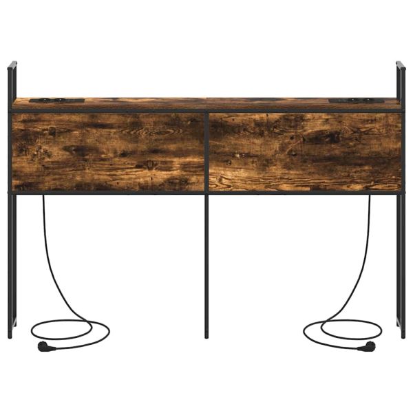 Табла за легло за съхранение с зарядна станция Опушен дъб