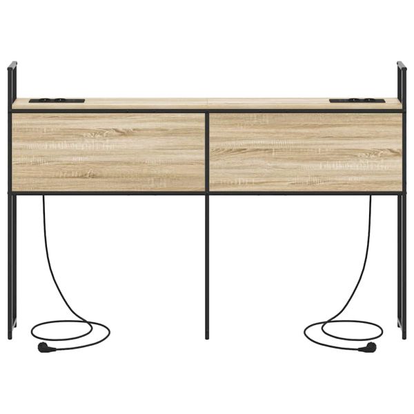 Табла за легло за съхранение с зарядна станция дъб сонома