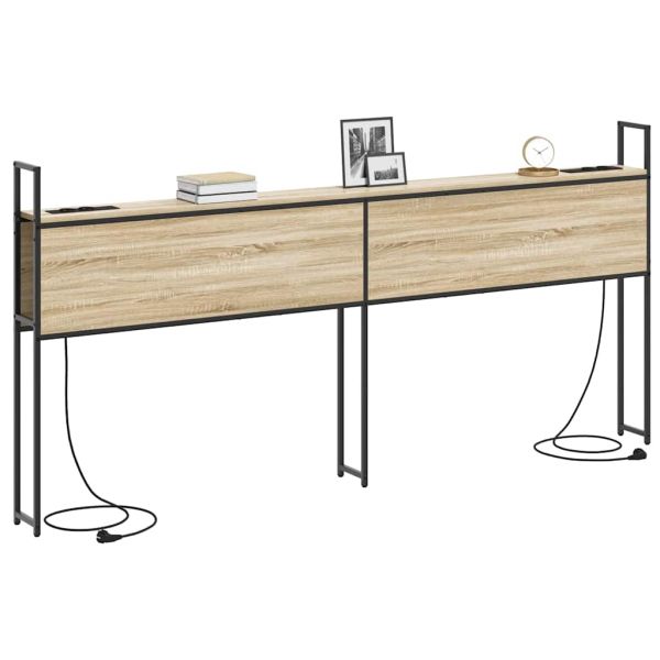 Табла за легло за съхранение с зарядна станция дъб сонома