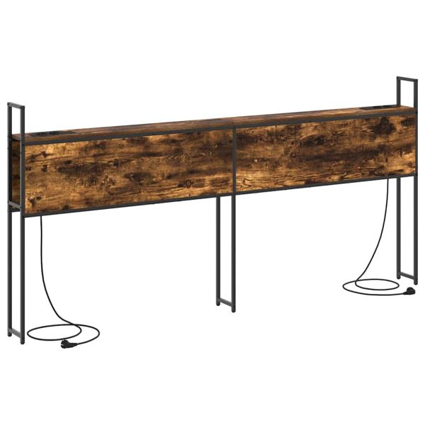 Табла за легло за съхранение с зарядна станция Опушен дъб