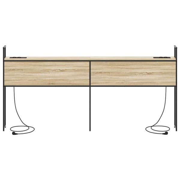 Табла за легло за съхранение с зарядна станция дъб сонома