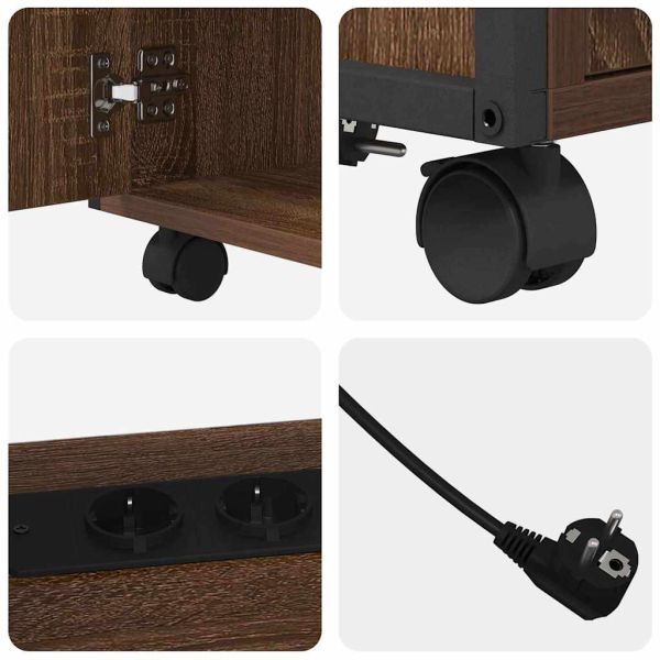 Офис кабинет с зарядна станция Кафяв дъб 61 x 46 x 67 см