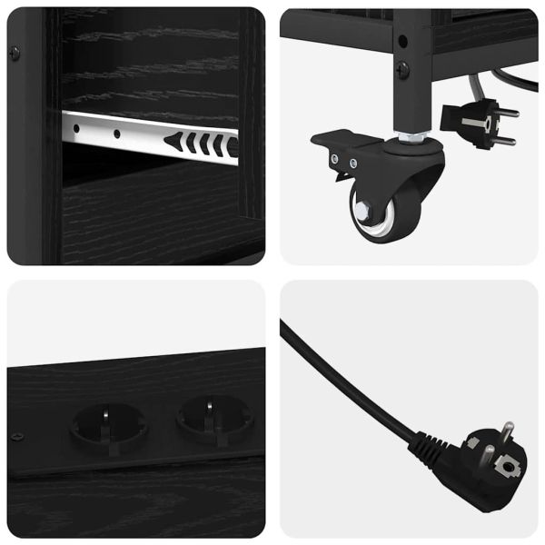 Офис шкаф с колело Черен дъб 76 x 41 x 72 см Инженерно дърво