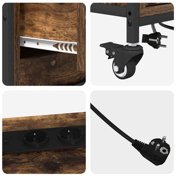 Офис шкаф с колело Опушен дъб 76 x 41 x 72 см Инженерно дърво