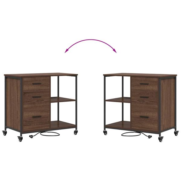 Офис шкаф с колело Кафяв дъб 76 x 41 x 72 см Инженерно дърво