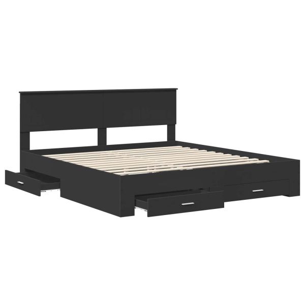 Рамка за легло с таблото Черно 180 x 200 cm Инженерно дърво