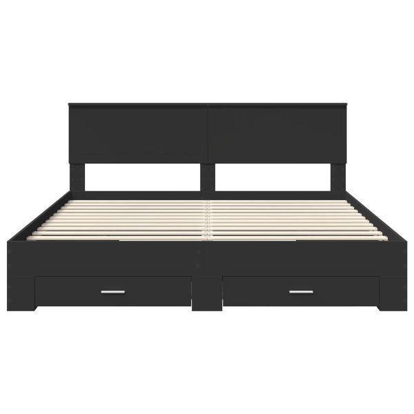Рамка за легло с таблото Черно 180 x 200 cm Инженерно дърво