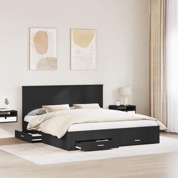Рамка за легло с таблото Черно 180 x 200 cm Инженерно дърво