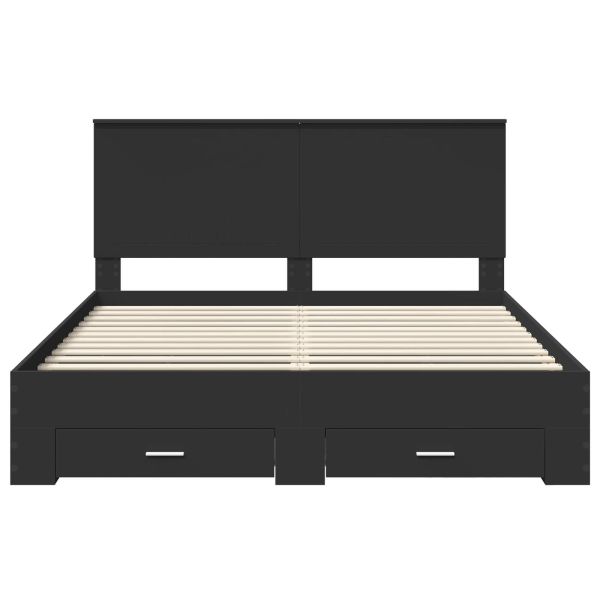 Рамка за легло с таблото Черно 160 x 200 cm Инженерно дърво