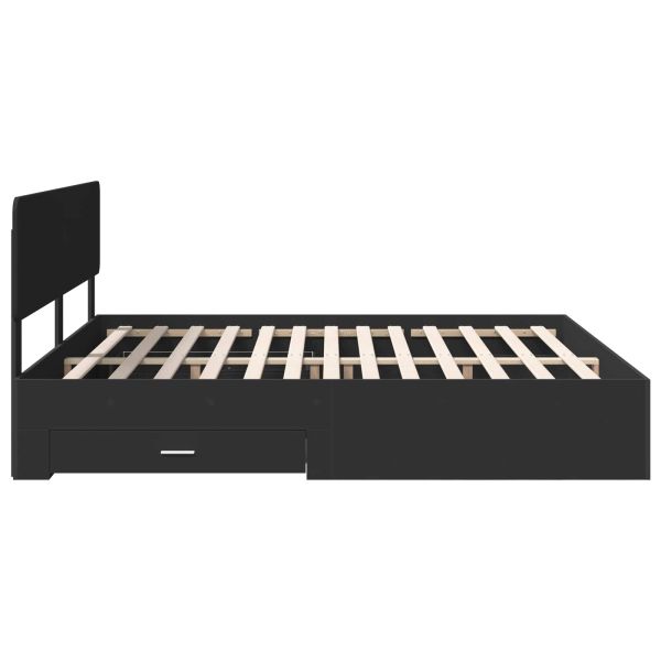 Рамка за легло с таблото Черно 180 x 200 cm Инженерно дърво