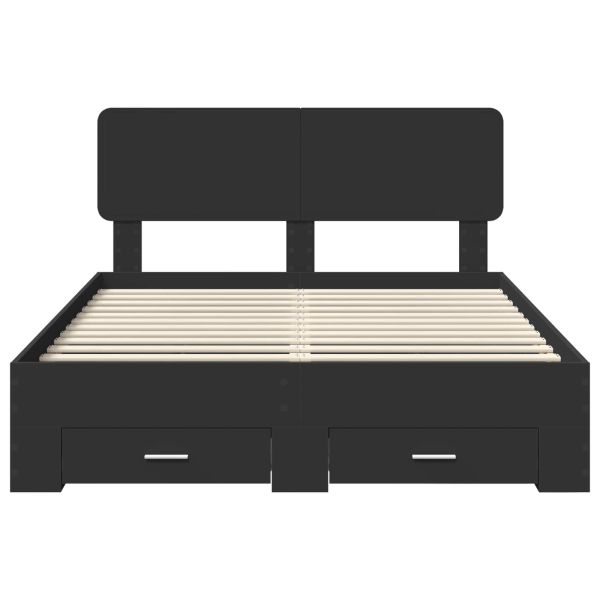 Рамка за легло с таблото Черно 140 x 200 cm Инженерно дърво