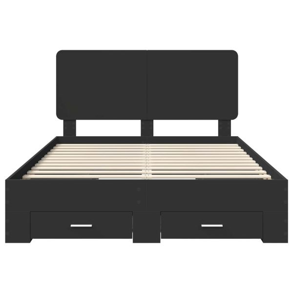 Рамка за легло с таблото Черно 140 x 200 cm Инженерно дърво